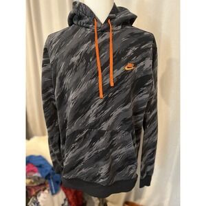 Nike Men's Hoodie White Tag Black And Gray With Orange‎ Nike Swoosh Large
